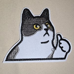 Embroidered Patch NWOT unbranded Cat With Thumbs Up, Multicolored